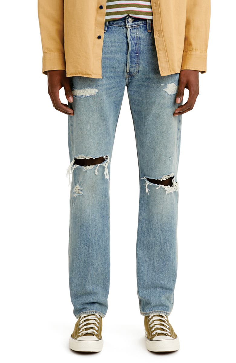 Levi's 501<sup>®</sup> Original Ripped Straight Leg Jeans, Main, color,