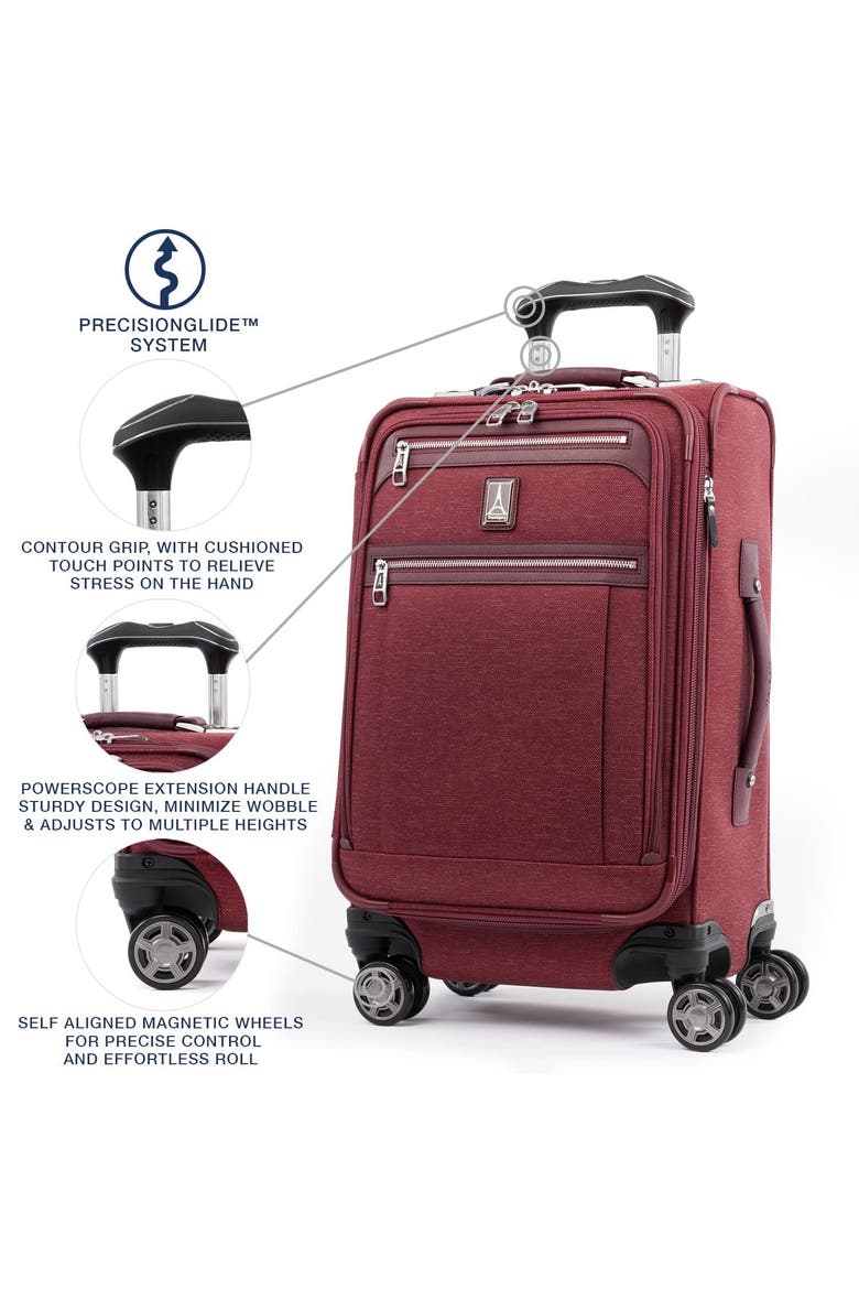 Platinum Elite Softside Expandable 21" Carry On Spinner Luggage, Alternate, color, Bordeaux Red