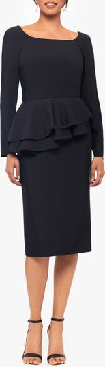 Long Sleeve Peplum Cocktail Dress