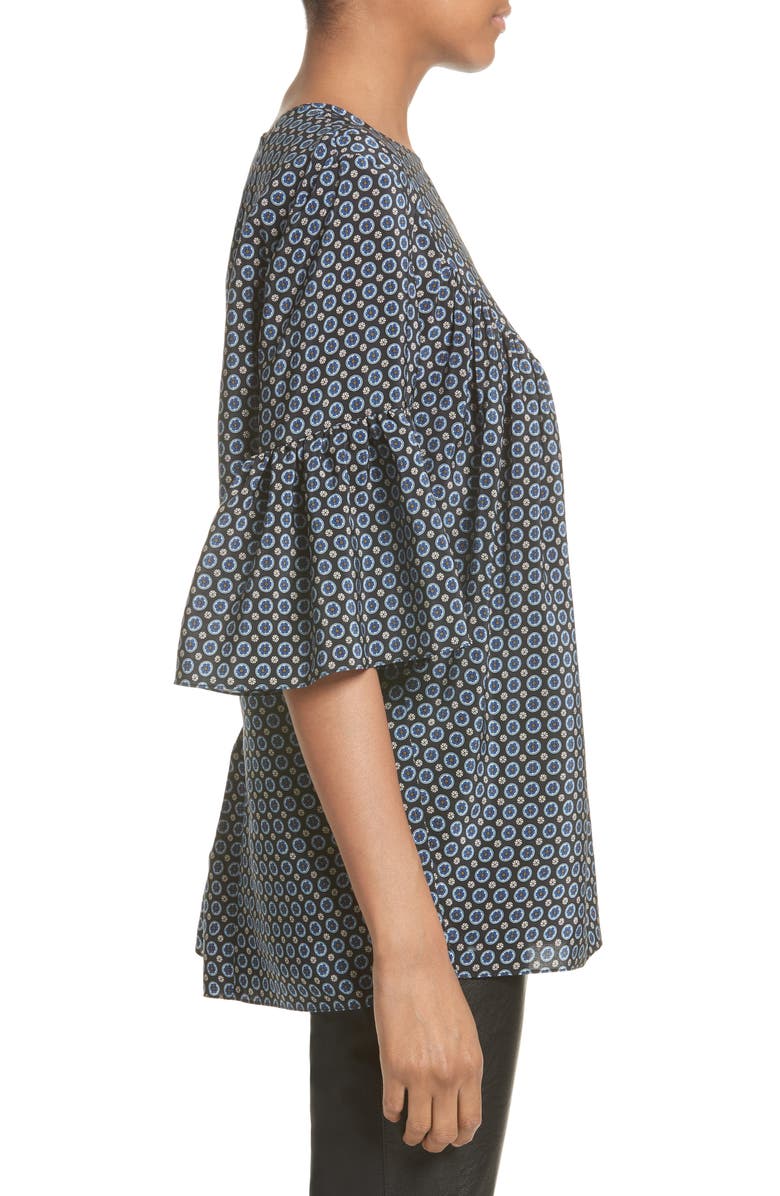 Stella McCartney Windsor Print Silk Ruffle Blouse, Alternate, color, 