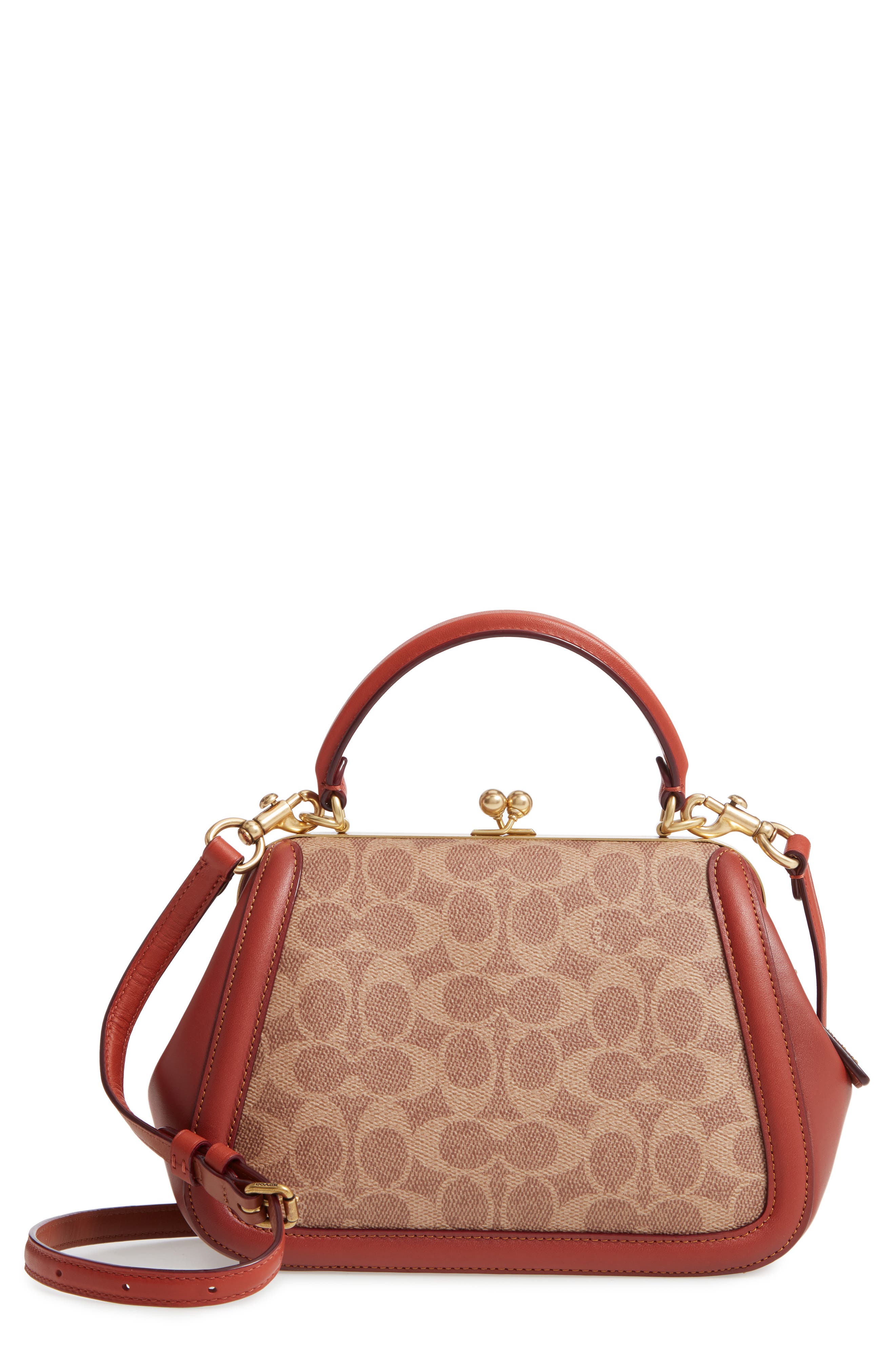 COACH Signature Frame 23 Leather & Canvas Crossbody Bag, Main, color, 