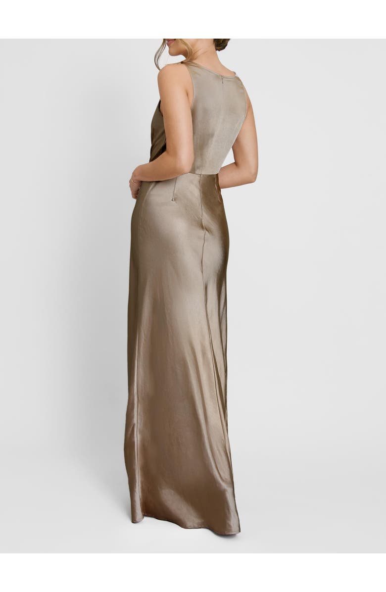 Six Stories Cowl Front Satin Bridesmaid Dress, Alternate, color, Truffle