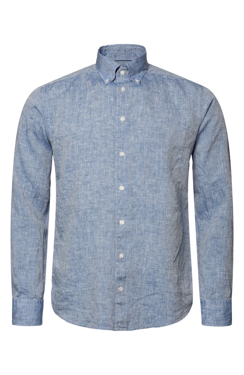 Eton Slim Fit Short Sleeve Linen Button-Up Shirt, Alternate, color, 