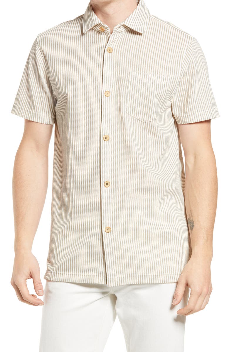 Ted Baker London Ramenn Stripe Short Sleeve Button-Up Shirt, Main, color,