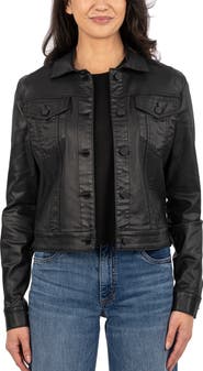 KUT from the Kloth Julia Coated Crop Denim Trucker Jacket