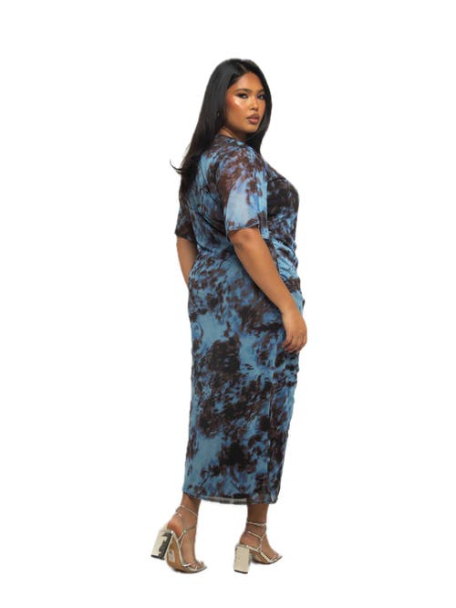 Fashion-szn Curve Short Sleeve Abstract Mesh Midi Dress