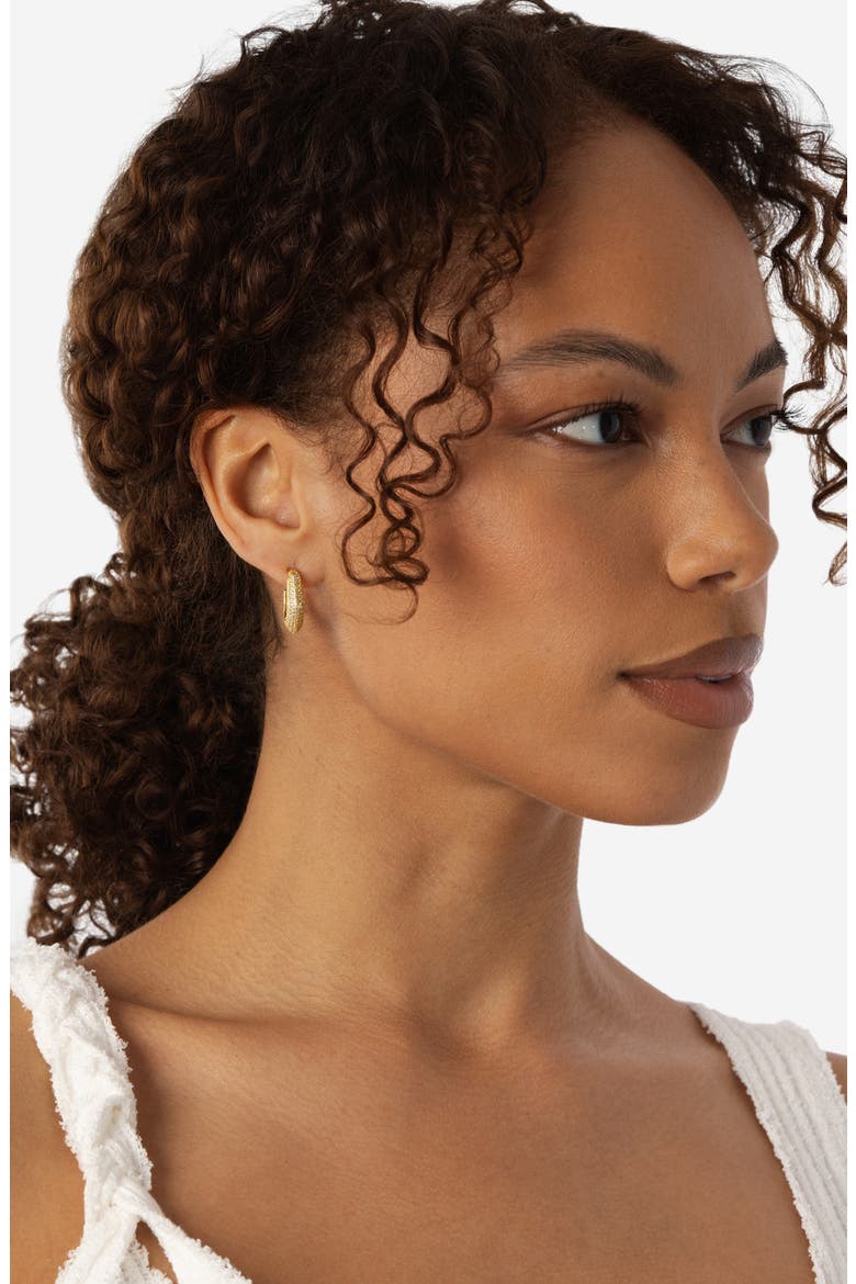 Pavé V-Shape Hoop Earrings, Alternate, color, GOLD