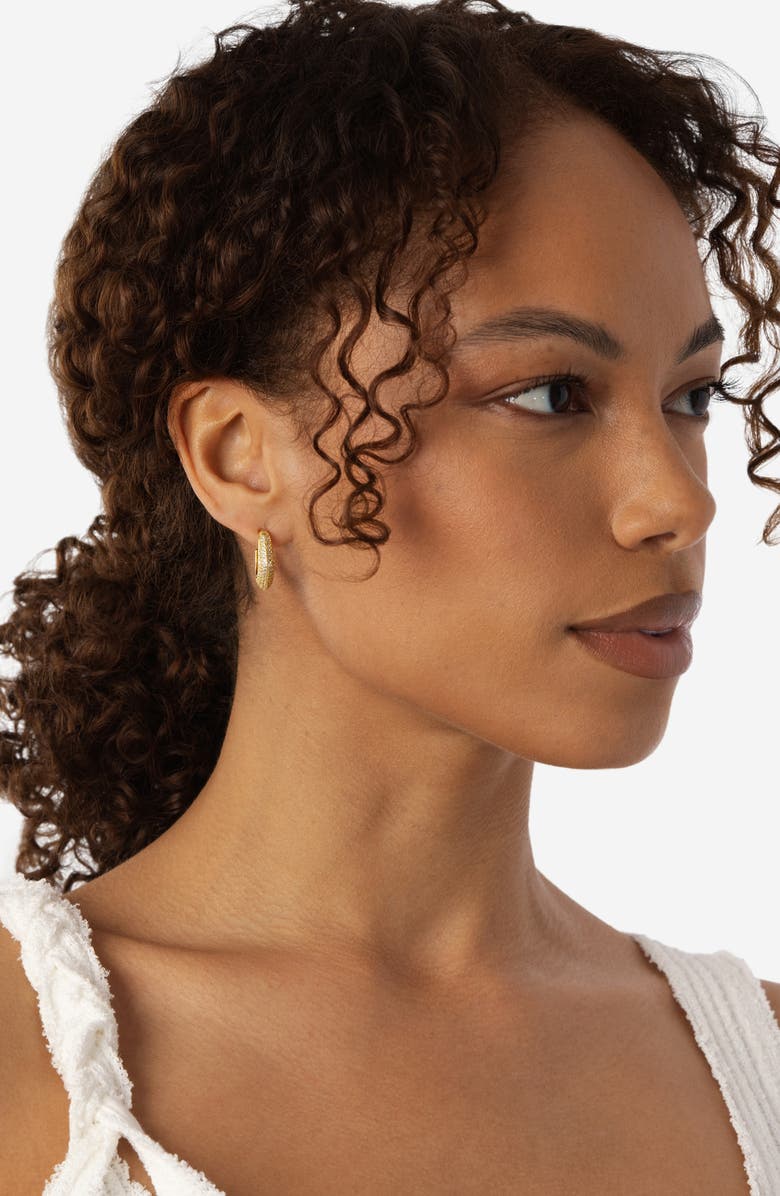 ATHRA LUXE Pavé V-Shape Hoop Earrings, Alternate, color, Gold