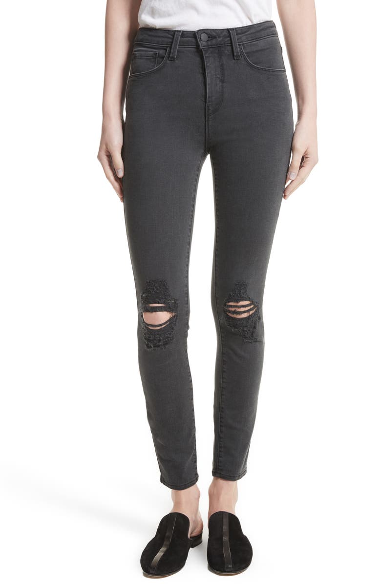 L'AGENCE Margot Ripped High Waist Skinny Jeans, Main, color, 