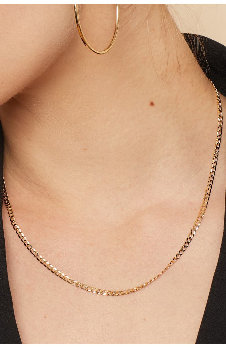 Oradina 10K Gold Carmine Curb Chain Necklace, Alternate, color, Yellow Gold