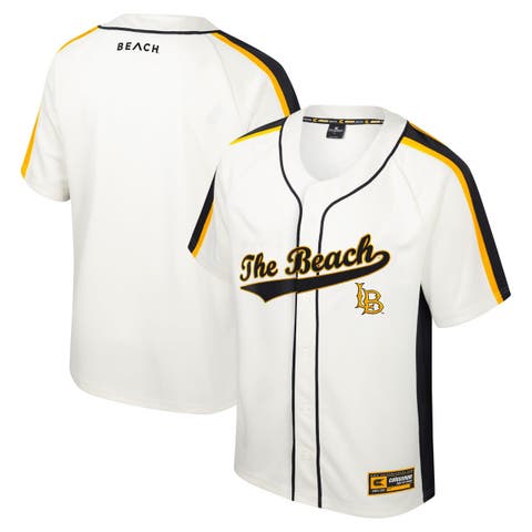 Men's Colosseum Cream Cal State Long Beach The Beach Ruth Button-Up Baseball Jersey