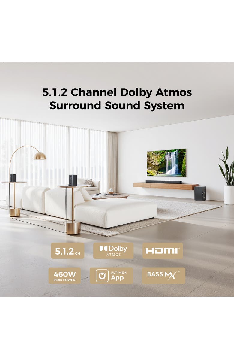 Ultimea Skywave F40 Boom 5.1.2ch Sound Bar with Dolby Atmos, Alternate, color, Black
