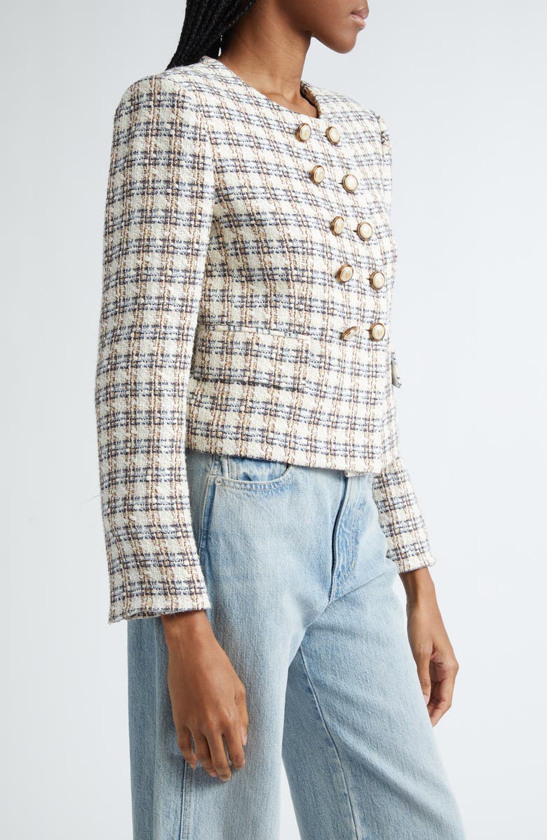 Veronica Beard Bentley Tweed Jacket, Alternate, color, Ivory/ Camel