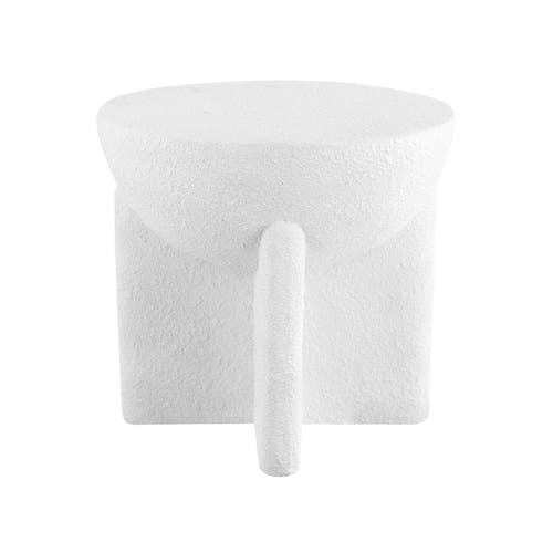 Jonathan Y Brady 16.25" Minimalist Modern Drum Indoor/outdoor Accent Table In White Frosted