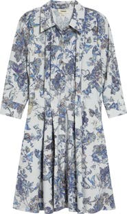 L'AGENCE Journi Pleated Long Sleeve Shirtdress