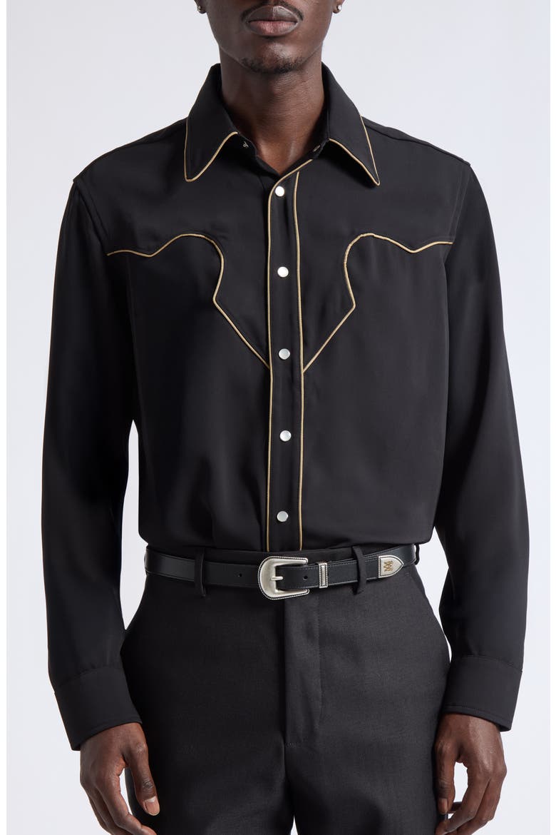 Western Leather Belt, Alternate, color, BLACK NICKEL