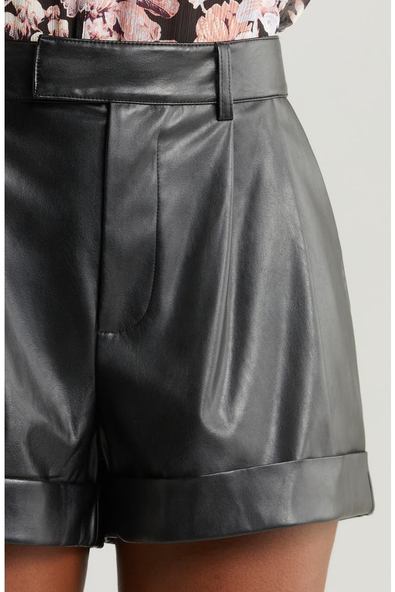 Bistro Faux Leather Shorts, Alternate, color, BLACK