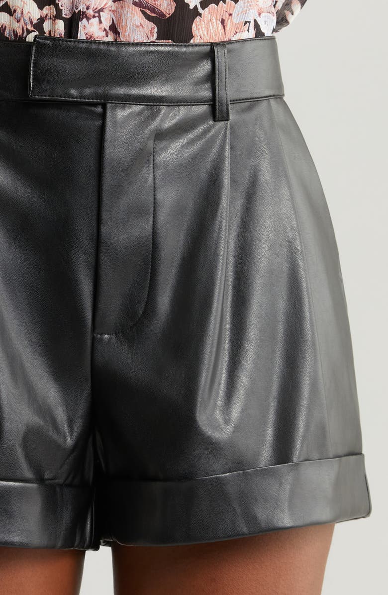PAIGE Bistro Faux Leather Shorts, Alternate, color, Black