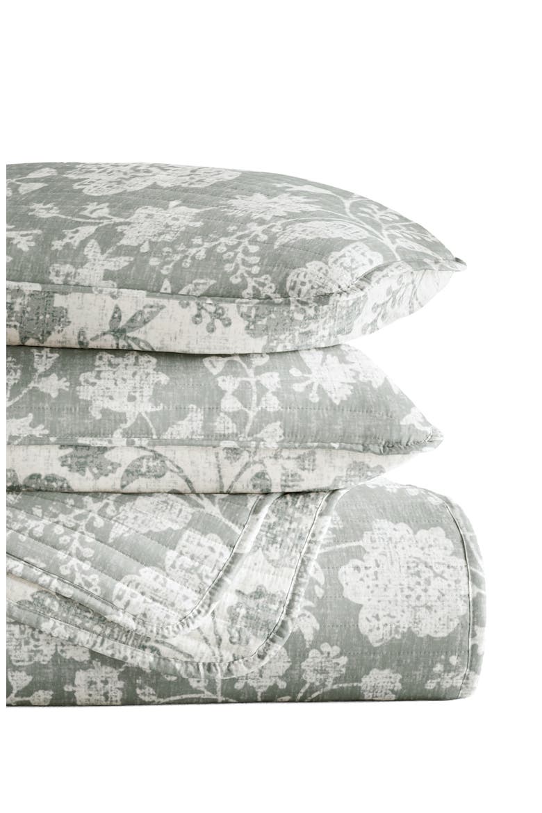 Pattern Reversible Quilt & Sham Set, Alternate, color, FLORAL EUCALYPTUS