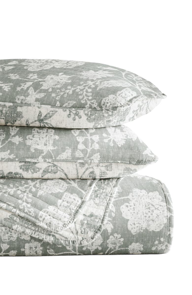 HOMESPUN Pattern Reversible Quilt & Sham Set, Main, color, Floral Eucalyptus