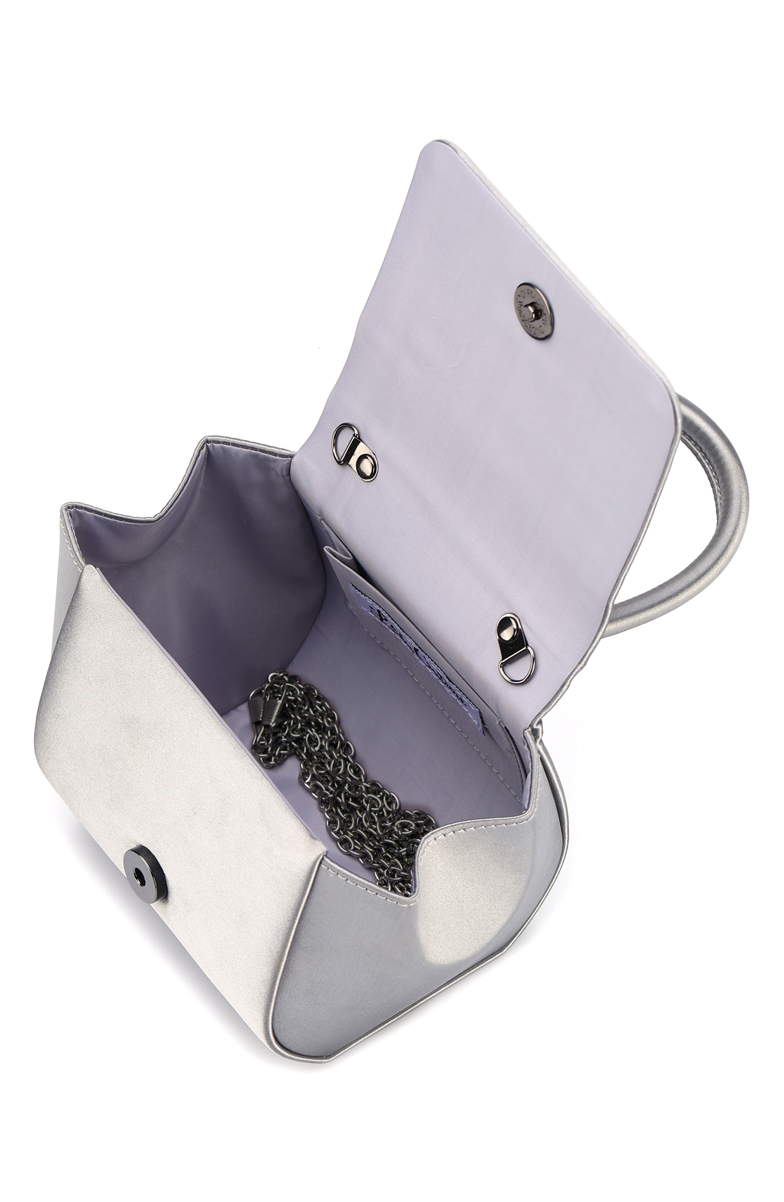 Liz Satin Handbag, Alternate, color, PEWTER