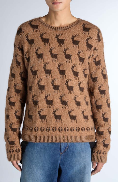 Reindeer Jacquard Alpaca & Virgin Wool Blend Sweater