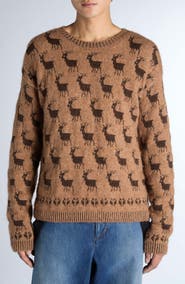 Moncler Grenoble Reindeer Jacquard Alpaca & Virgin Wool Blend Sweater
