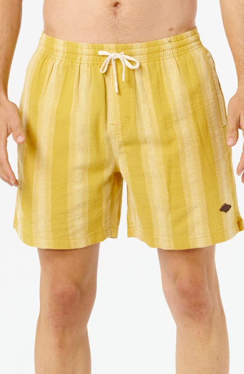 Classic Surf Weaver Stripe Cotton Drawstring Shorts