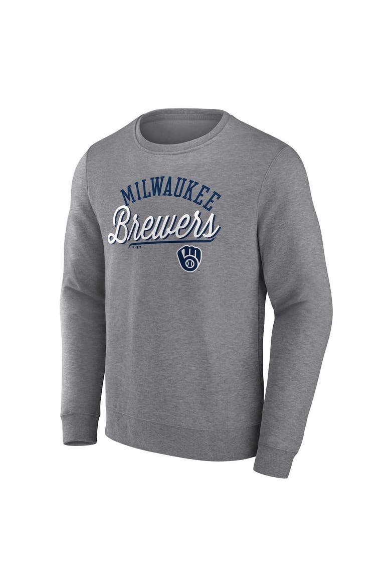 Men's Fanatics Heather Gray Milwaukee Brewers Simplicity Pullover Sweatshirt, Alternate, color, Heather Gray