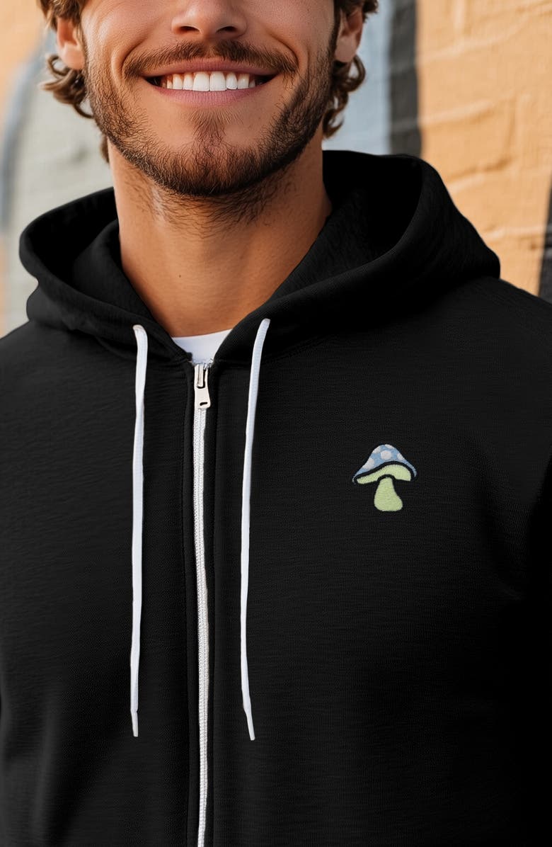 Dalix Mushroom Zip Hoodie, Alternate, color, Black