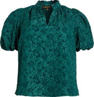 SUGARLIPS Arielle Jacquard Puff Sleeve Top