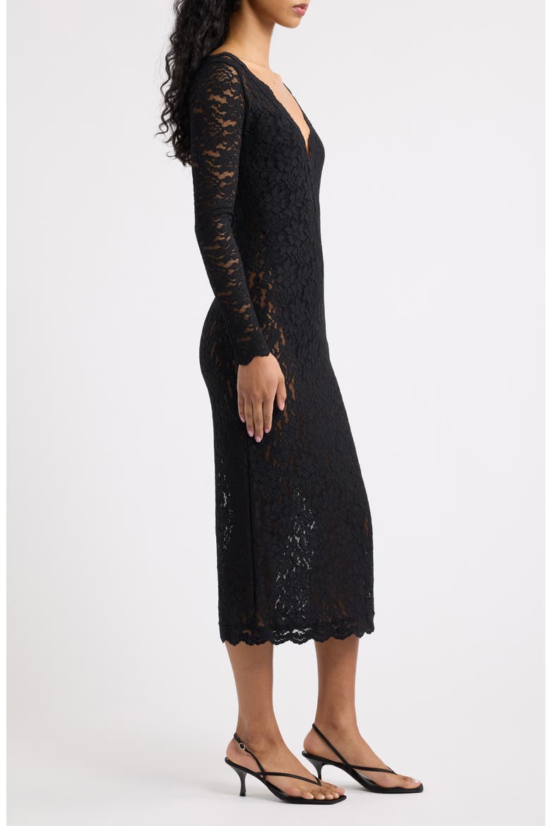 Niven Long Sleeve Lace Cocktail Sheath Dress, Alternate, color, BLACK
