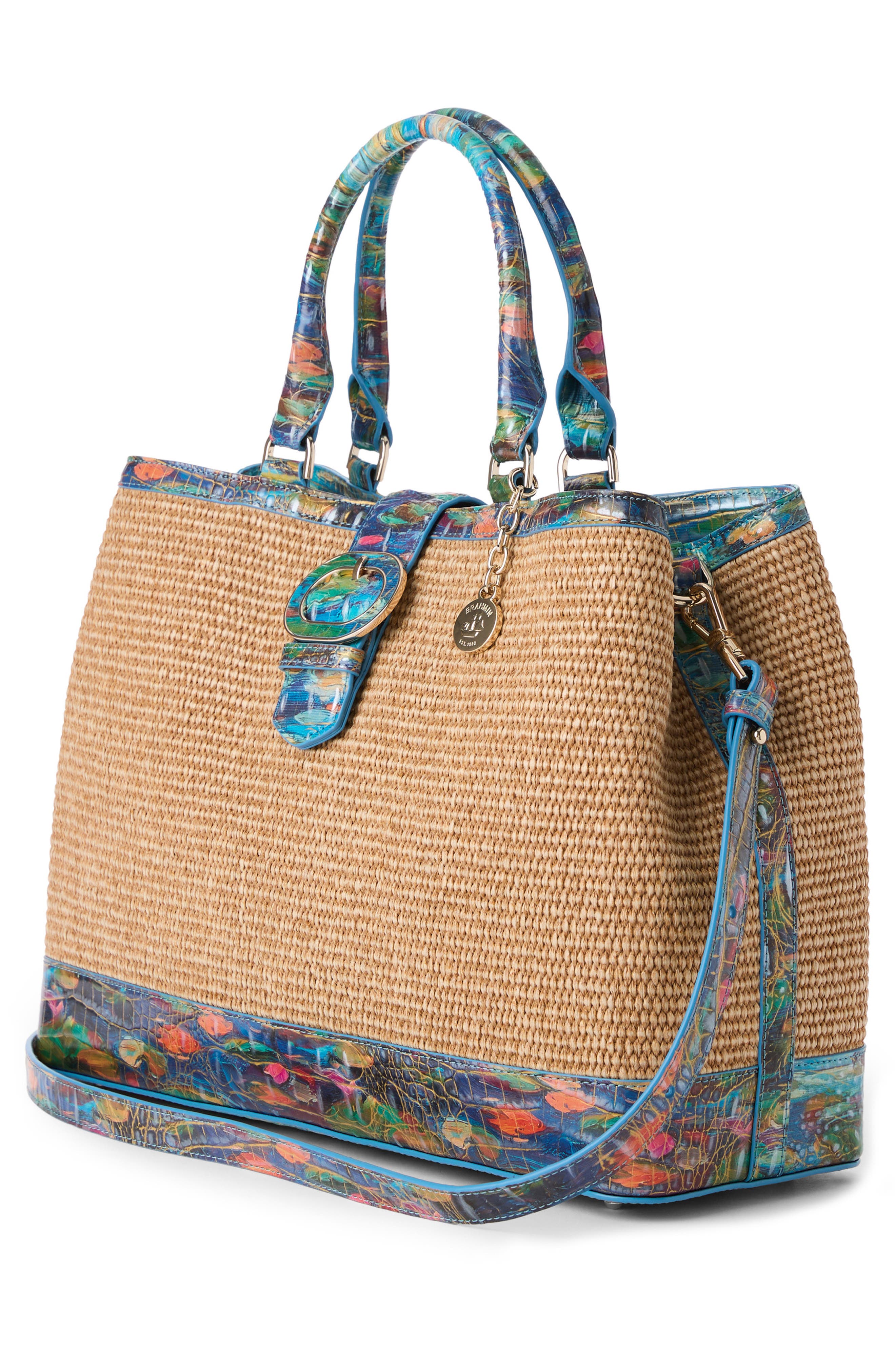Brahmin Denise Straw Tote, Alternate, color, Waterlily