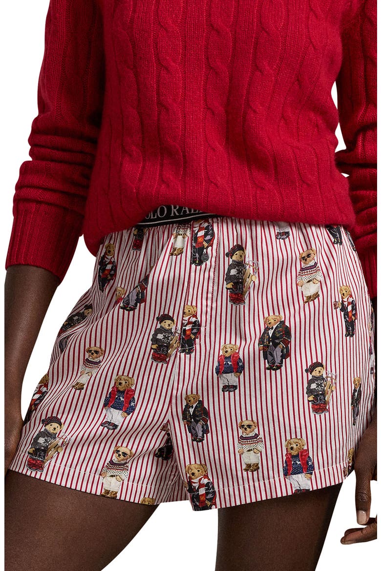 Cotton Boxer Pajama Shorts, Main, color, BEAR RED