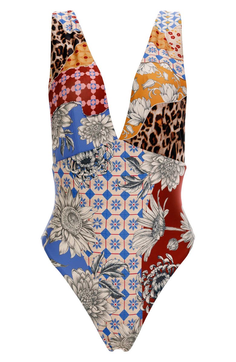 Agua Bendita Tulipa One-Piece Swimsuit, Alternate, color, Blue