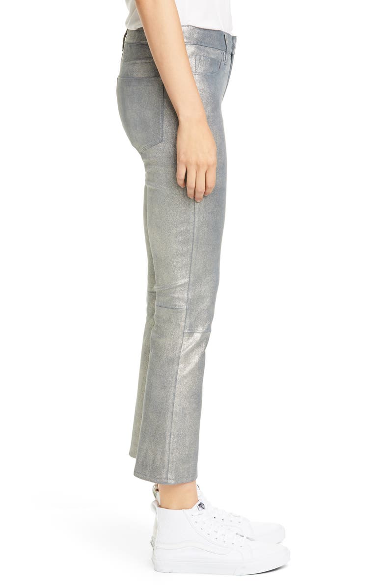 FRAME Le Crop Metallic Leather Mini Boot Pants, Alternate, color, 
