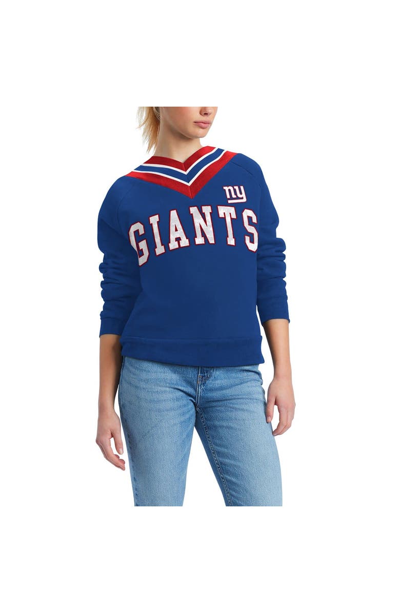 Tommy Hilfiger Women's Tommy Hilfiger Royal New York Giants Heidi V-Neck Pullover Sweatshirt, Main, color, 