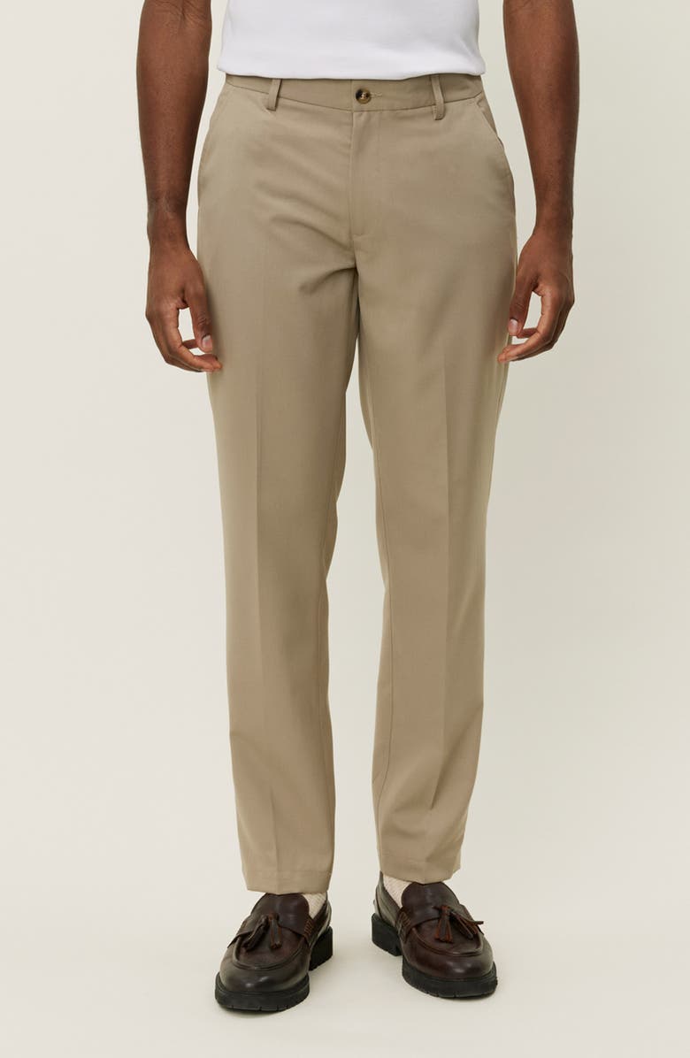 Les Deux Como Regular Fit Flat Front Dress Pants, Main, color, Dark Sand