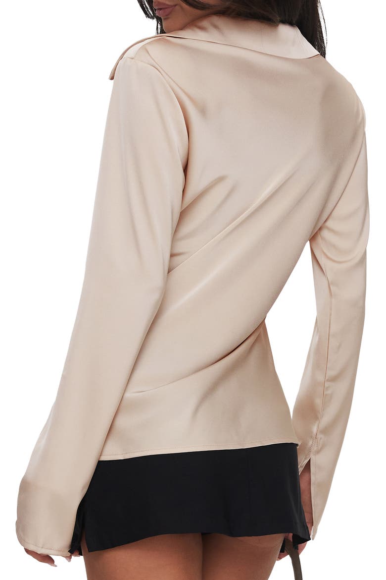 Way Life Goes Tie Front Satin Shirt, Alternate, color, CHAMPAGNE