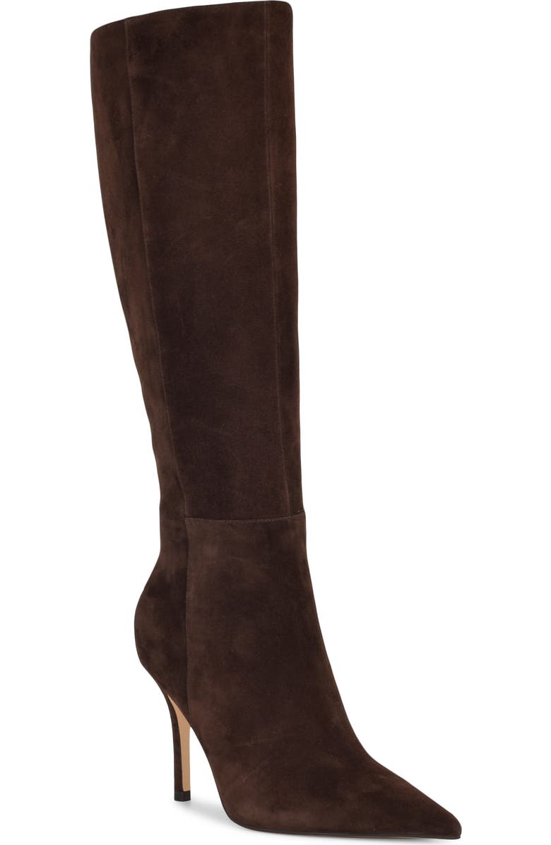 Nine West Gerty Pointed Toe Knee High Boot, Main, color, Dark Brown 200