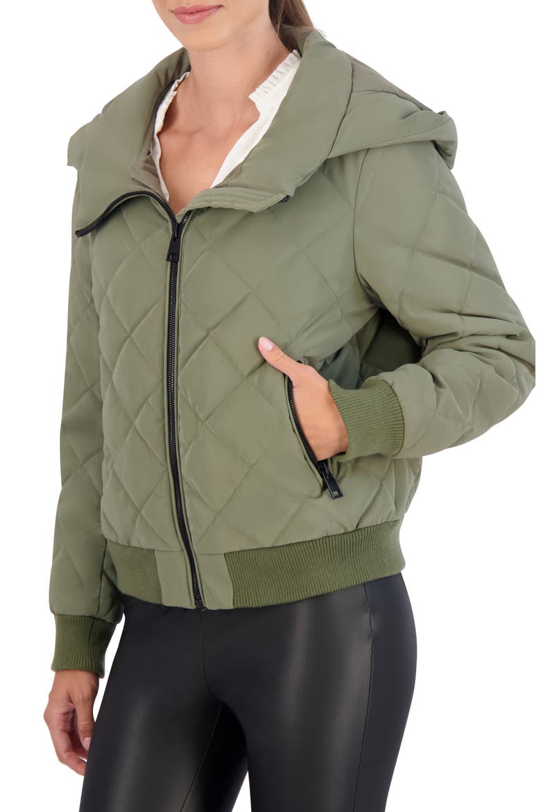 Water Resistant Hooded Quilted Bomber Jacket, Alternate, color, LIGHT OLIVE