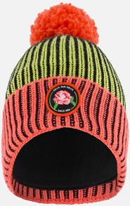 Deux par Deux Girl's Knit Hat Black, Lime And Coral