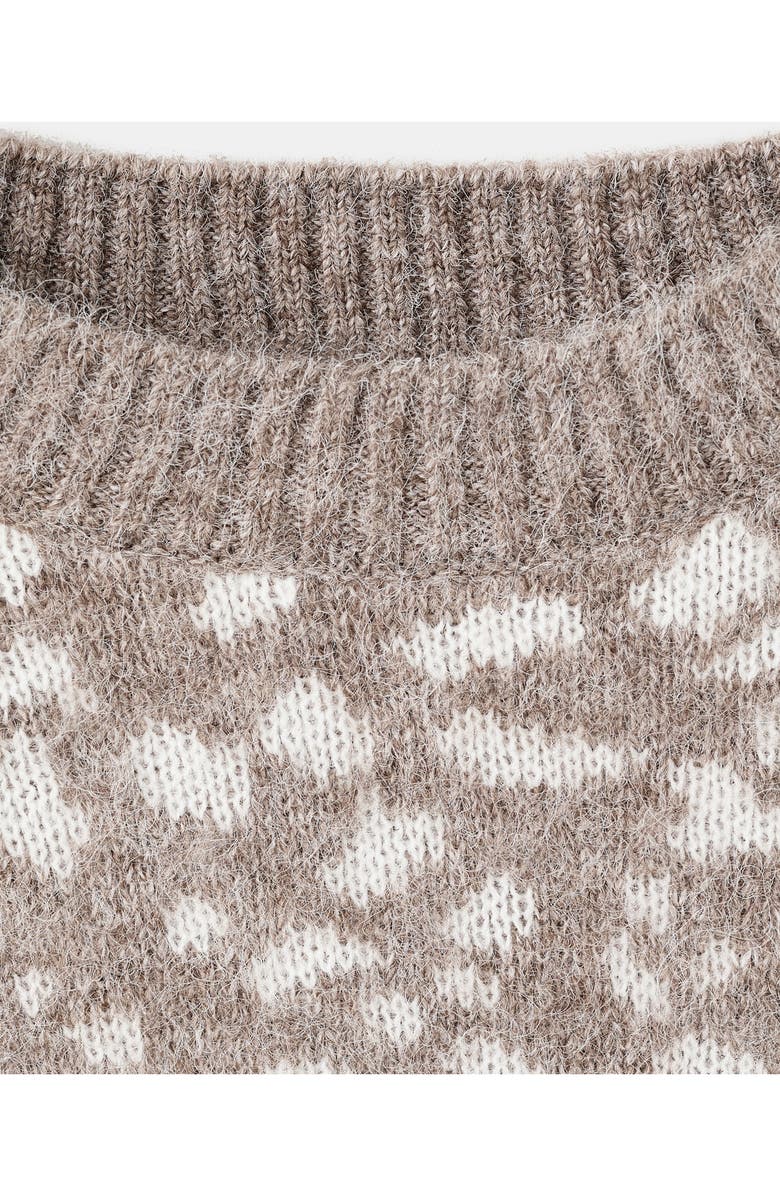 MANGO Animal Print Crewneck Sweater, Alternate, color, Beige
