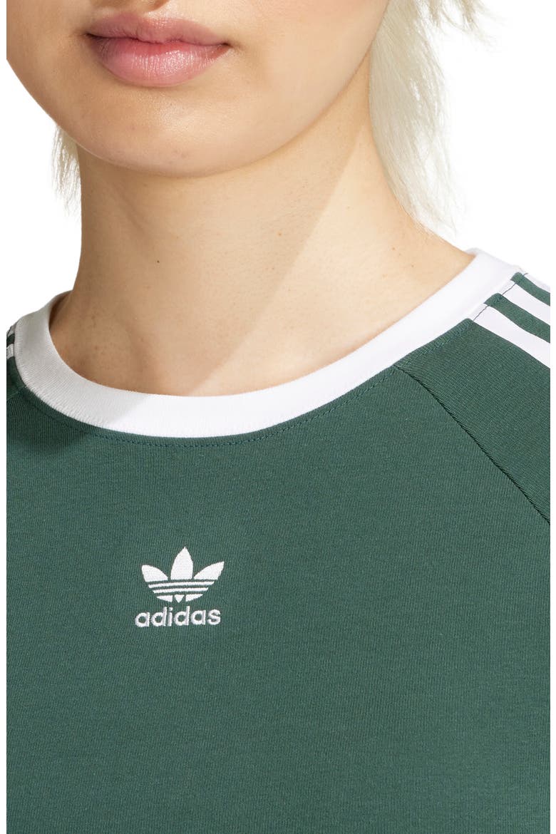 Adicolor 3-Stripes Crop T-Shirt, Alternate, color, MINERAL GREEN