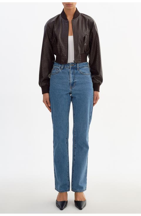 Evelin W | Cropped Woven Bomber Jacket
