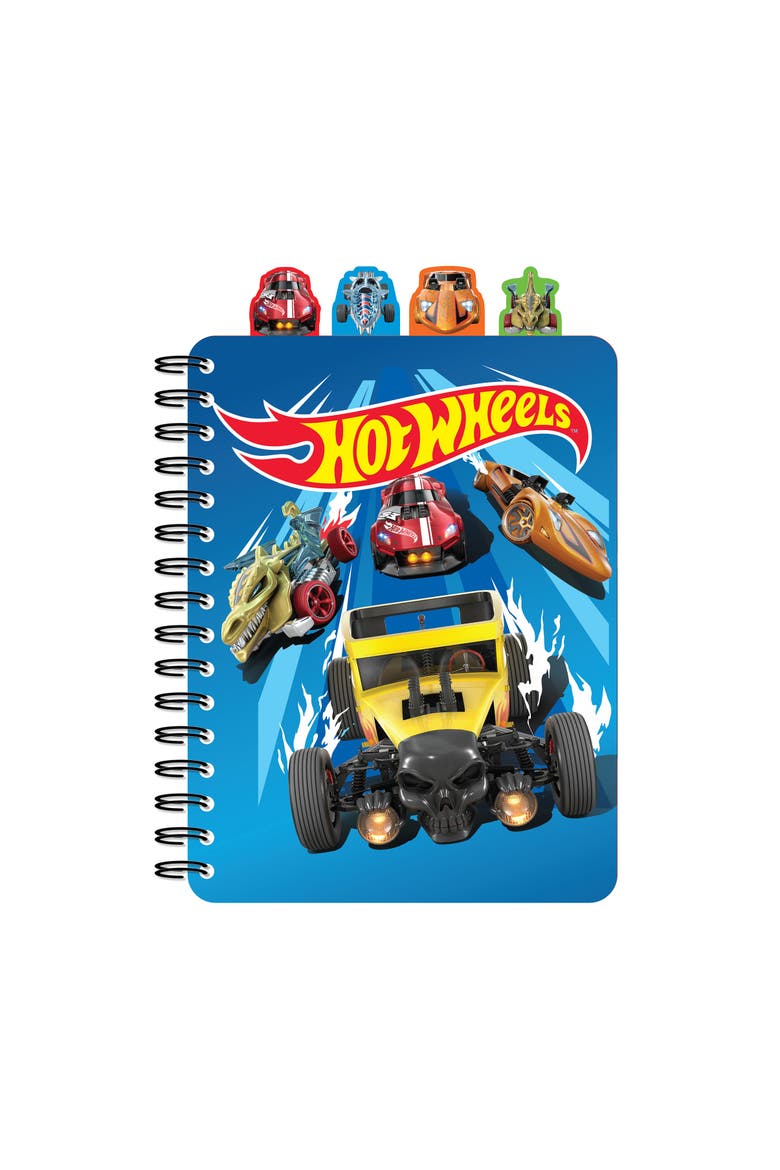4 Tab Journal, Hot Wheels, 160 Pages, Racing Themed Spiral Notebook 3+, Main, color, Multicolored
