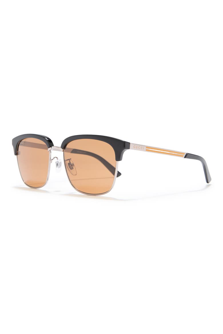 55mm Square Sunglasses, Alternate, color, BLACK RUTHENIUM BROWN