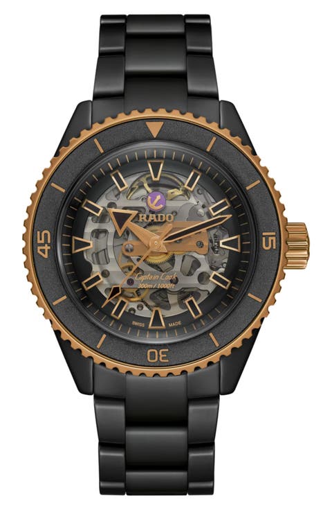 Captain Cook High Tech Ceramic Skeleton Bracelet Watch, 43mm