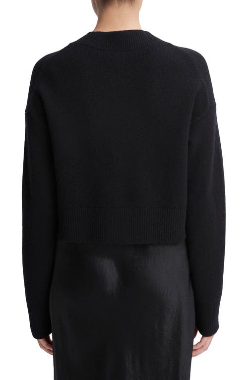 Vince Cropped Stretch Wool Button Cardigan In Black