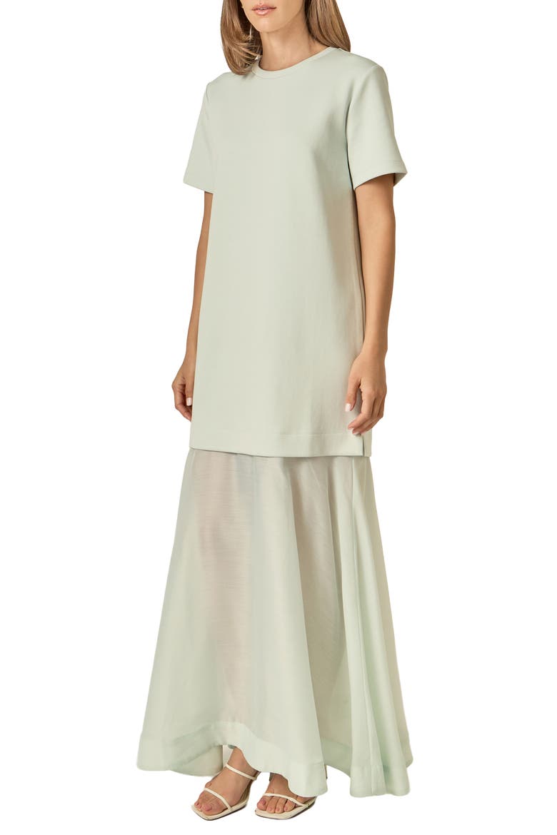 See Through Mixed Media Maxi Dress, Alternate, color, MINT